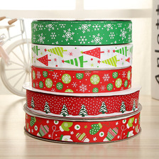 螺纹带丝带印刷圣诞系列 圣诞节活动装饰用品罗纹带彩带批发定制