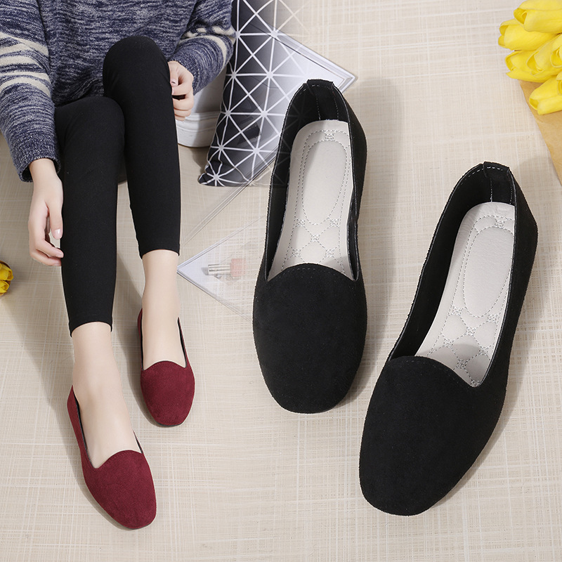 2021 Fashion square-toed comfortable large-sized women's shoes, lazy shoes, flat women's single shoes, bestsellers on AliExpress, large-sized 43 Application Scenario