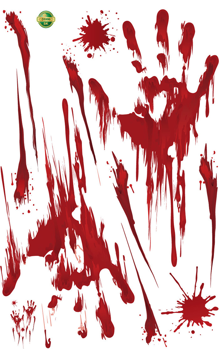 【Sk31006】 Halloween Blood Handprint Window Living Room Classroom Decoration Wall Paste Pvc Item Picture