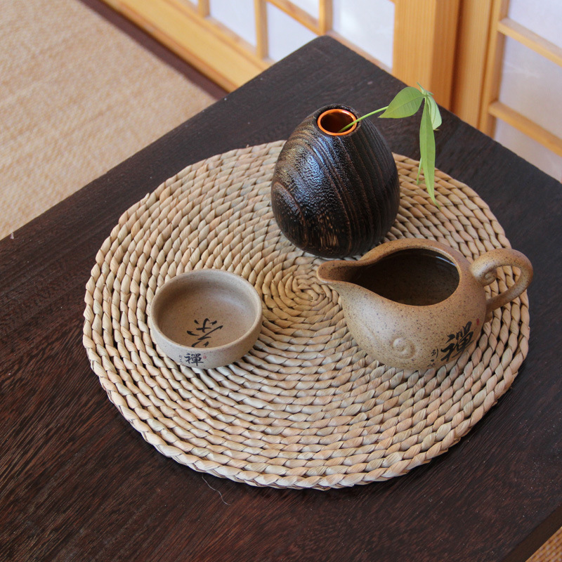手工蒲草编织隔热垫摩登主妇日式圆形锅垫杯垫碗垫家用餐垫