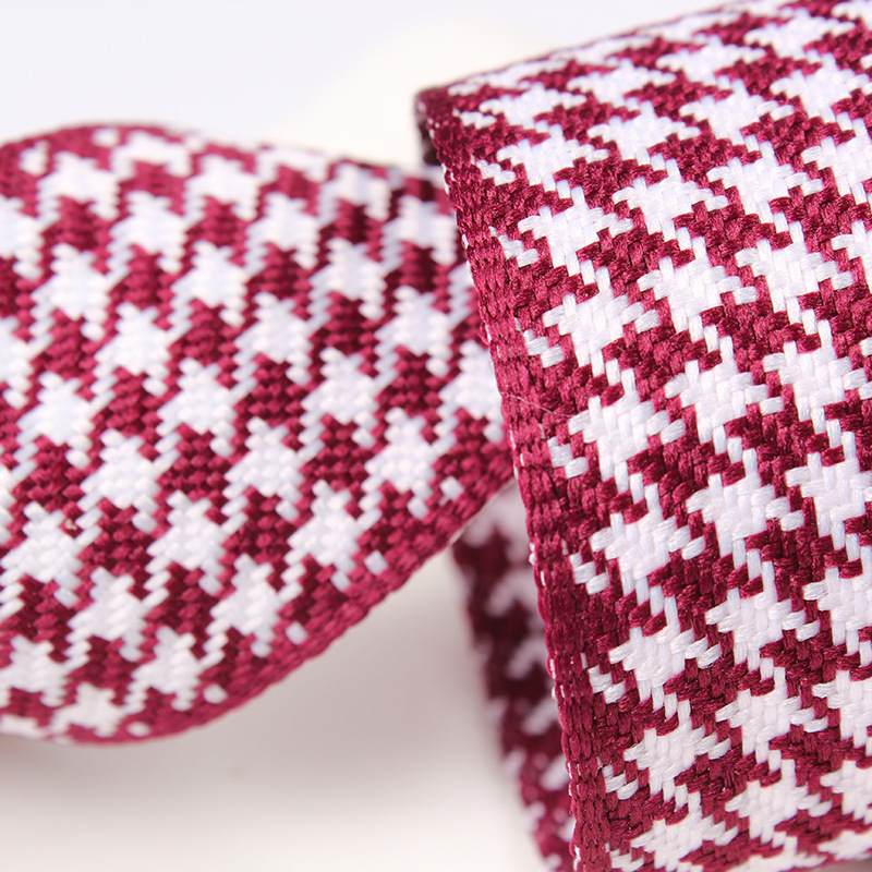 Dingxin Korean thousand-bird checkered webbing, DIY handmade hair accessories, bow ribbons, clothing fabric, checkered ribbons details Picture