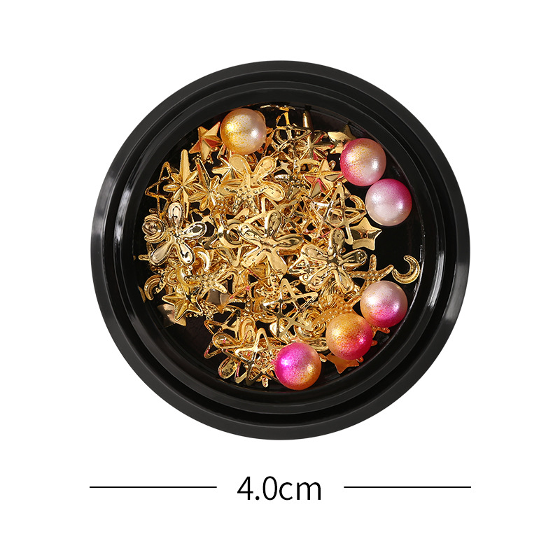 Cross-border bestsellers: Star and Moon rivets mixed with metal rings, pearl nail accessories, and Japanese-style nail sequins Item Picture