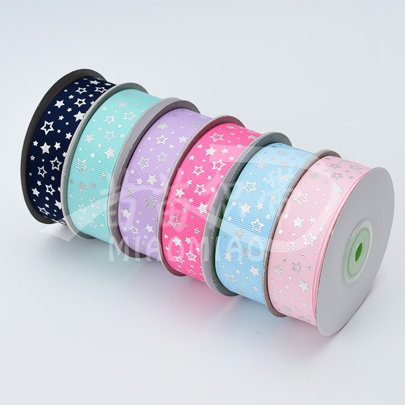Exquisite Gold Hot Silver Printing Webbing Style Variety Polyester Printing Webbing Colorful Star Decoration Webbing