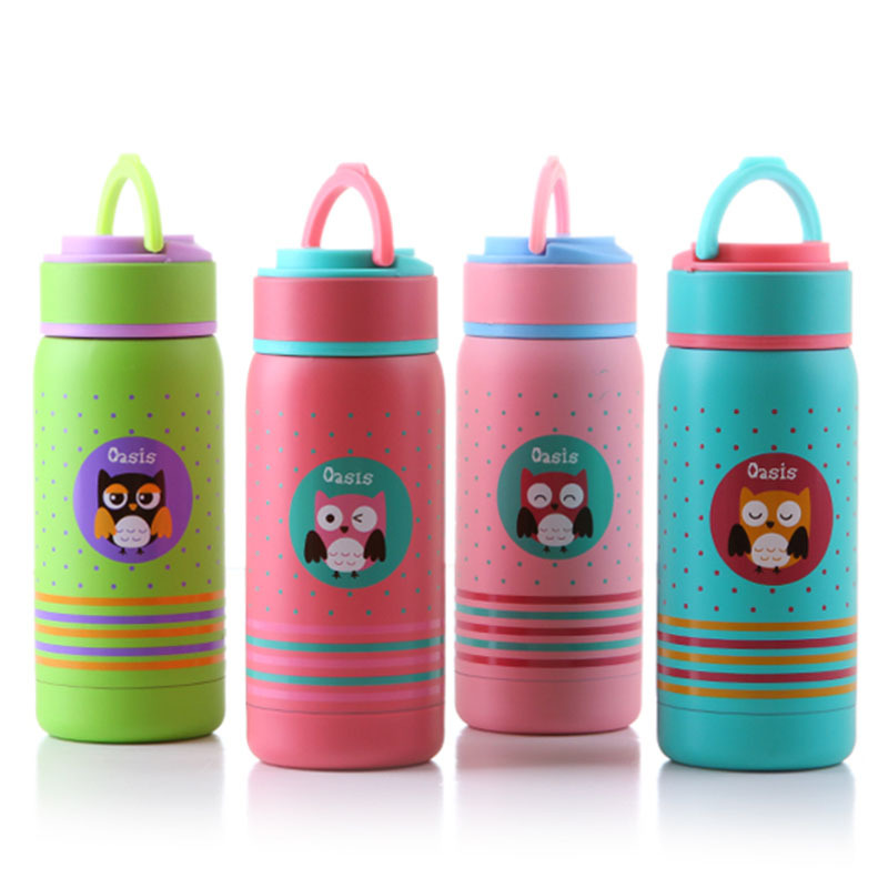 促销礼品定logo新款卡通猫头鹰手提学生保温杯便携礼品杯