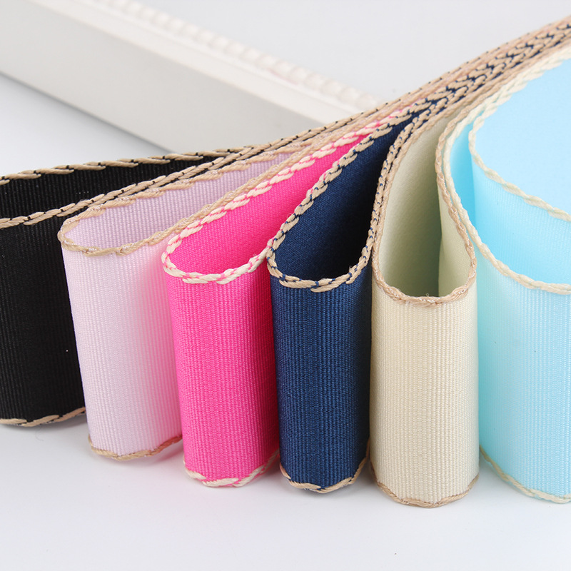 Ding Xin Ribbon Contrast Color Double Jumper Thread Polyester Ribbon Diy Hand Bow Hair Accessories Ribbed Double Ribbon Application Scenario