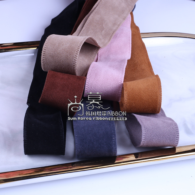 Korean deerskin velvet ribbon hair accessories diy flower materials hat gift box packaging clothing accessories flocking ribbon Application Scenario