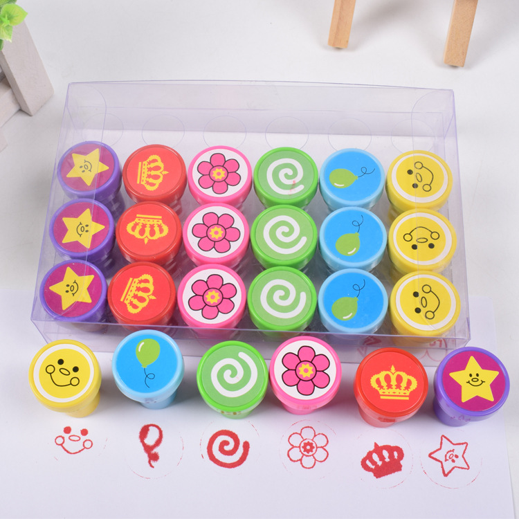 塑料皇冠花朵印花儿童玩具/幼儿教师奖励章/礼品印章厂家批发细节图