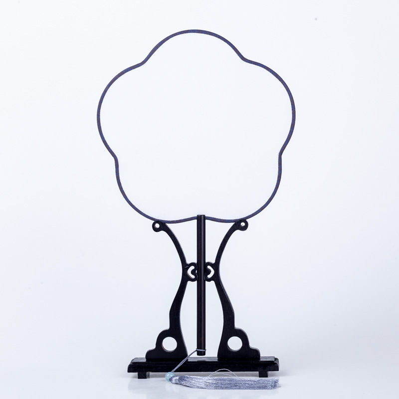 黑檀真丝扇/DIY刺绣扇/古典宫扇白底实物图