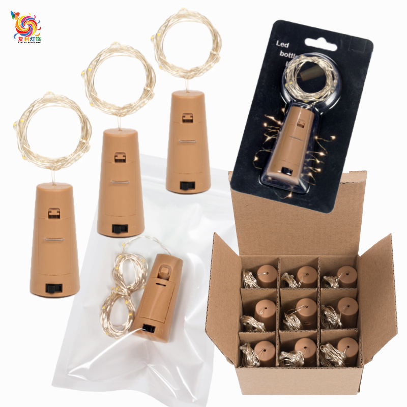 Bottle stopper light AG13 button battery led color light Christmas decorative string light Star copper wire light string wine bottle stopper light Item Picture