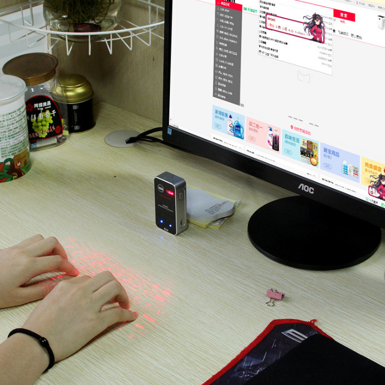 Bluetooth Keyboard Bluetooth Virtual Projection keyboard Wireless Laser keyboard Laser keyboard supports voice Specification drawing