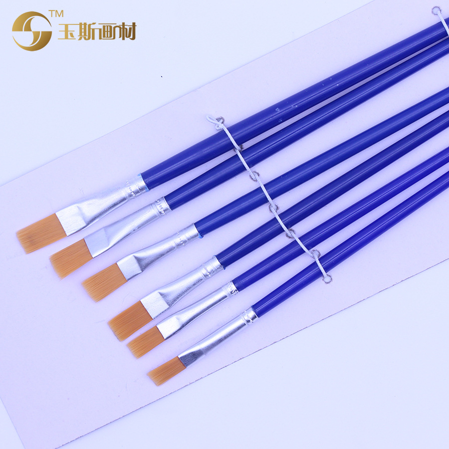 Factory Direct Sales Plastic Rod 577-6A Flat Head Nylon Wool Brush Gouache Watercolor Brush Specification drawing
