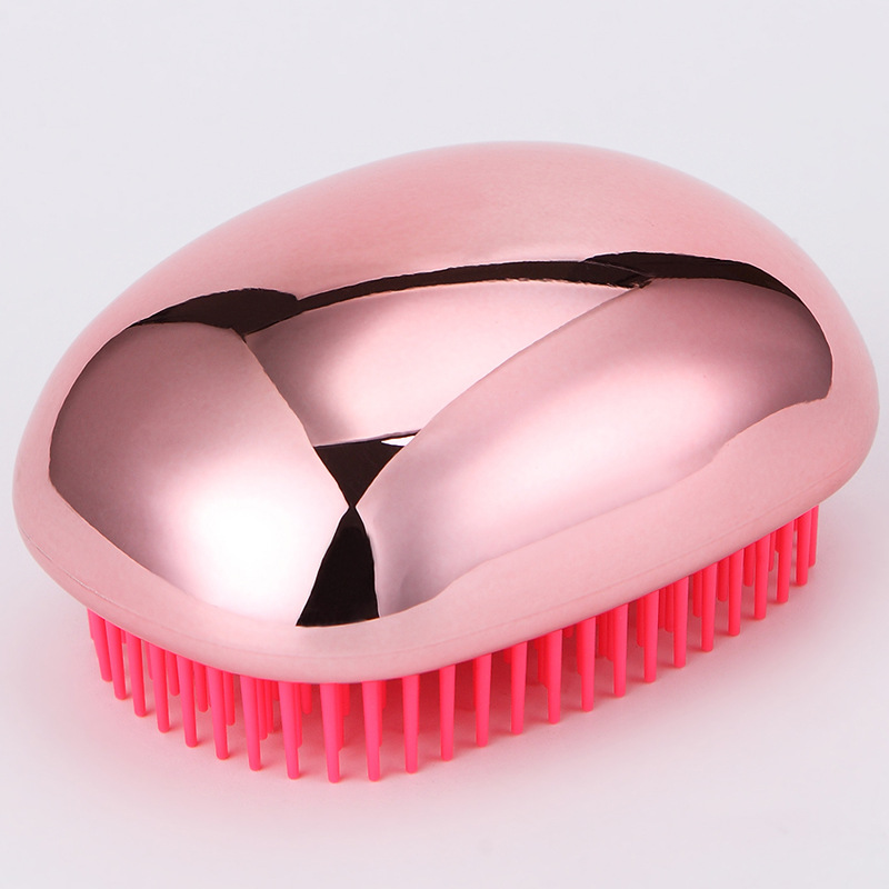 shanilak electroplated colored egg hair comb with alternating long and short teeth is a mini portable massage hair care tool Item Picture