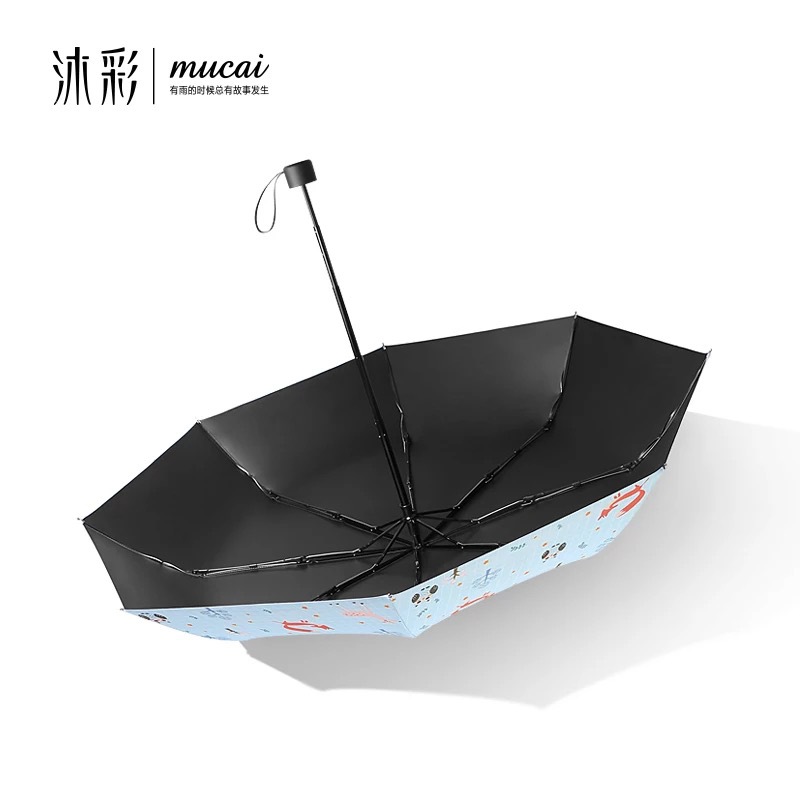 Mu Color Hand-Painted Fox Folding Umbrella Sun Umbrella Uv Protection Umbrella Clear Umbrella Women's Dual Use Vinyl Triple Folding Umbrella Application Scenario