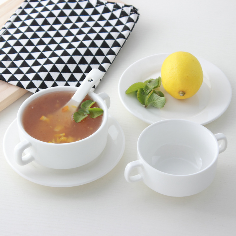 汤盅炖盅双耳碗陶瓷碗沙拉碗甜品碗炖汤盅西餐汤杯碗汤煲日式餐具