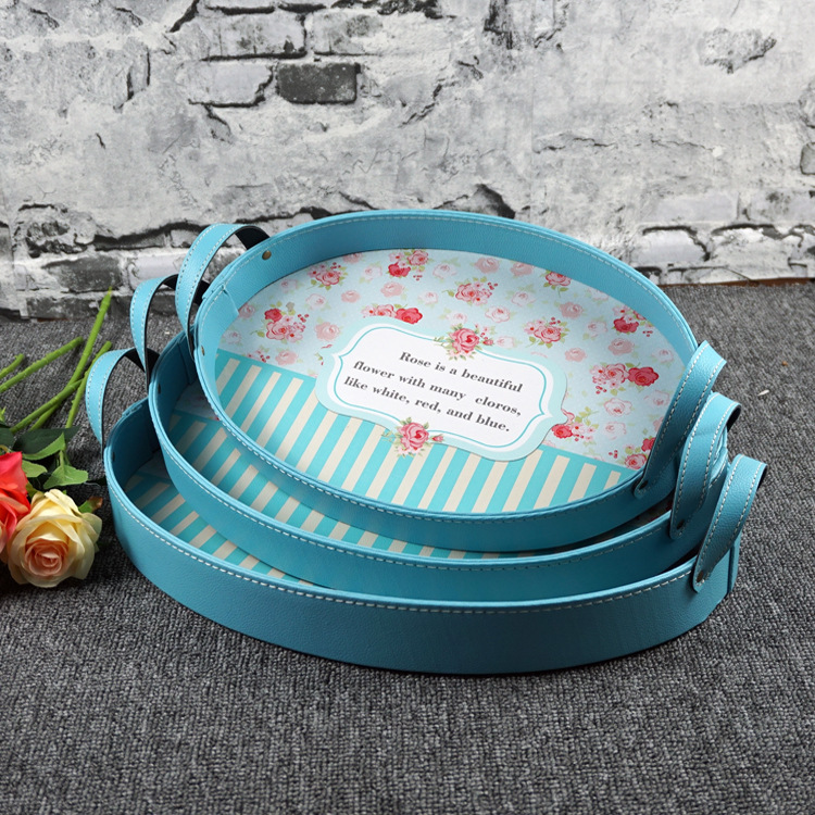 创意托盘椭圆形皮革水杯垫盘简约茶盘面包水果快餐盘酒店跨境专供