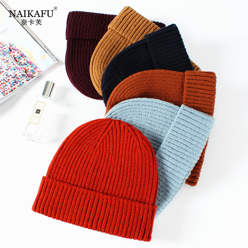 Melon Cap Europe And The United States New Knitted Hat Male Autumn And Winter Solid Color Pullover Hat Female Hip Hop Wool Hat Melon Cap Tide Batch details Picture