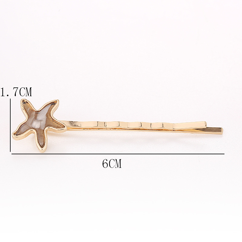 Korean Version Of New Hairpin Starfish Shell Jewelry A Word Clip Edge Clip Alloy Top Clip Taobao Source Manufacturers Wholesale Application Scenario