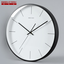 GeekCook简约北欧现代挂钟：自成一线  高光电镀金属静音时钟