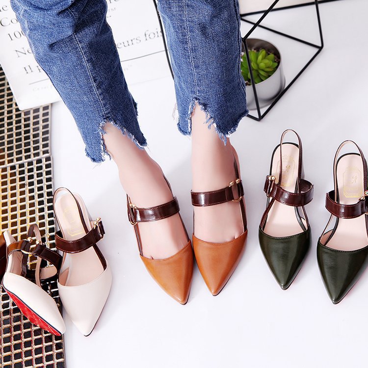 Women's sandals summer new thick hollow high heels with pointed head women's casual fashion women's sandals tide hair Item Picture