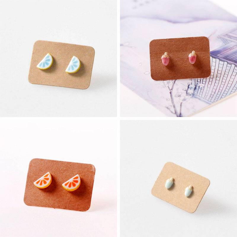 Wholesale ceramic stud earrings, strawberry, cherry and watermelon earrings, cute and sweet fruit stud earrings, new style accessories from Jingdezhen details Picture