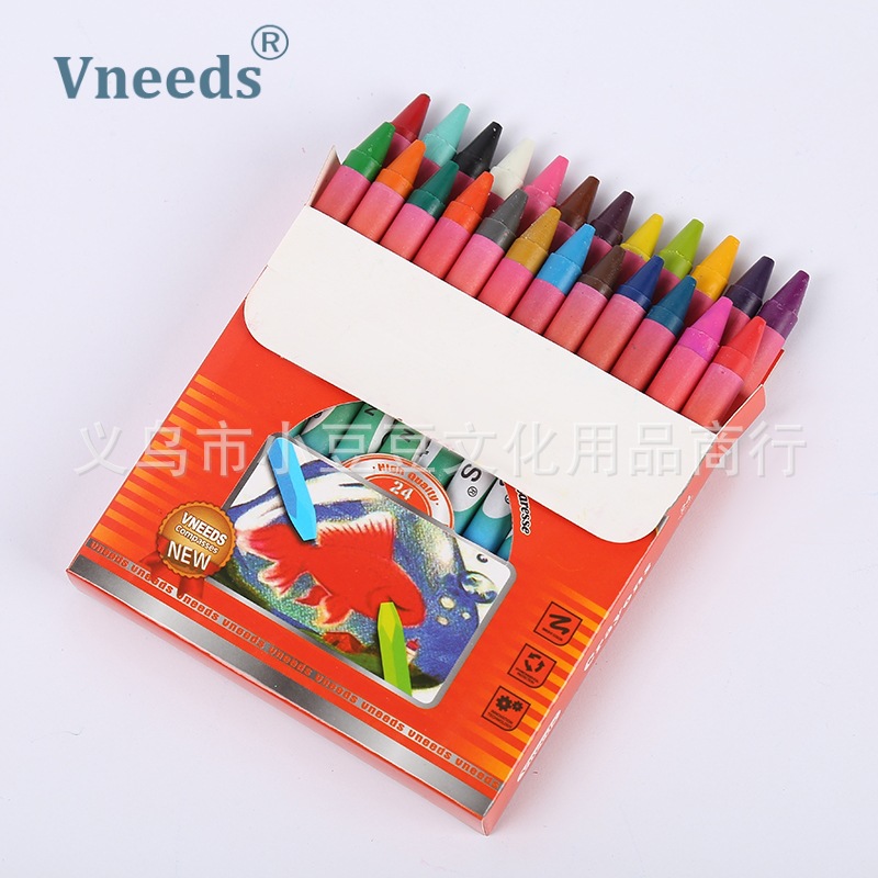 Vneeds24色彩色蜡笔跨境批发定制初学者儿童绘画不脏手蜡笔套装