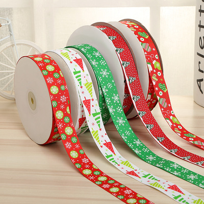 螺纹带丝带印刷圣诞系列 圣诞节活动装饰用品罗纹带彩带批发定制详情图3