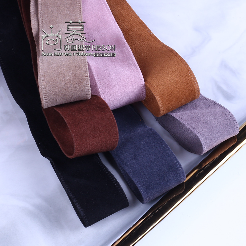 Korean deerskin velvet ribbon hair accessories diy flower materials hat gift box packaging clothing accessories flocking ribbon