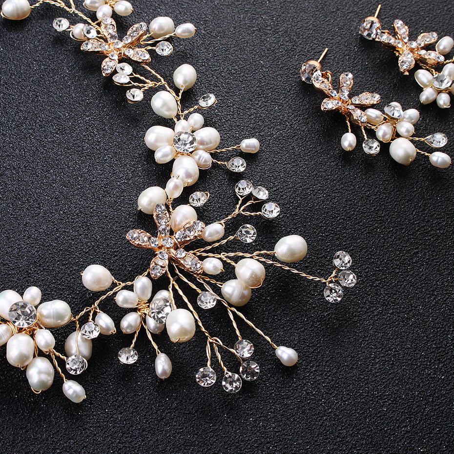 Mian Eno new European and American bride jewelry wedding accessories set handmade pearl necklace earrings wholesale Application Scenario