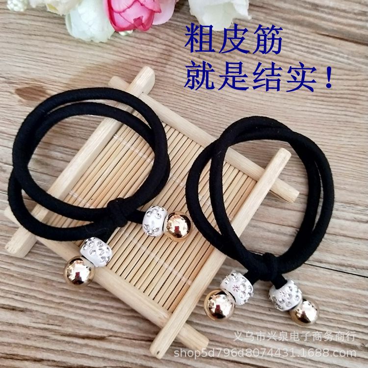 金球粗绳 39号一元饰品货源 粗绳皮筋 钻球头绳 优质发饰 韩版头绳一元皮筋批发