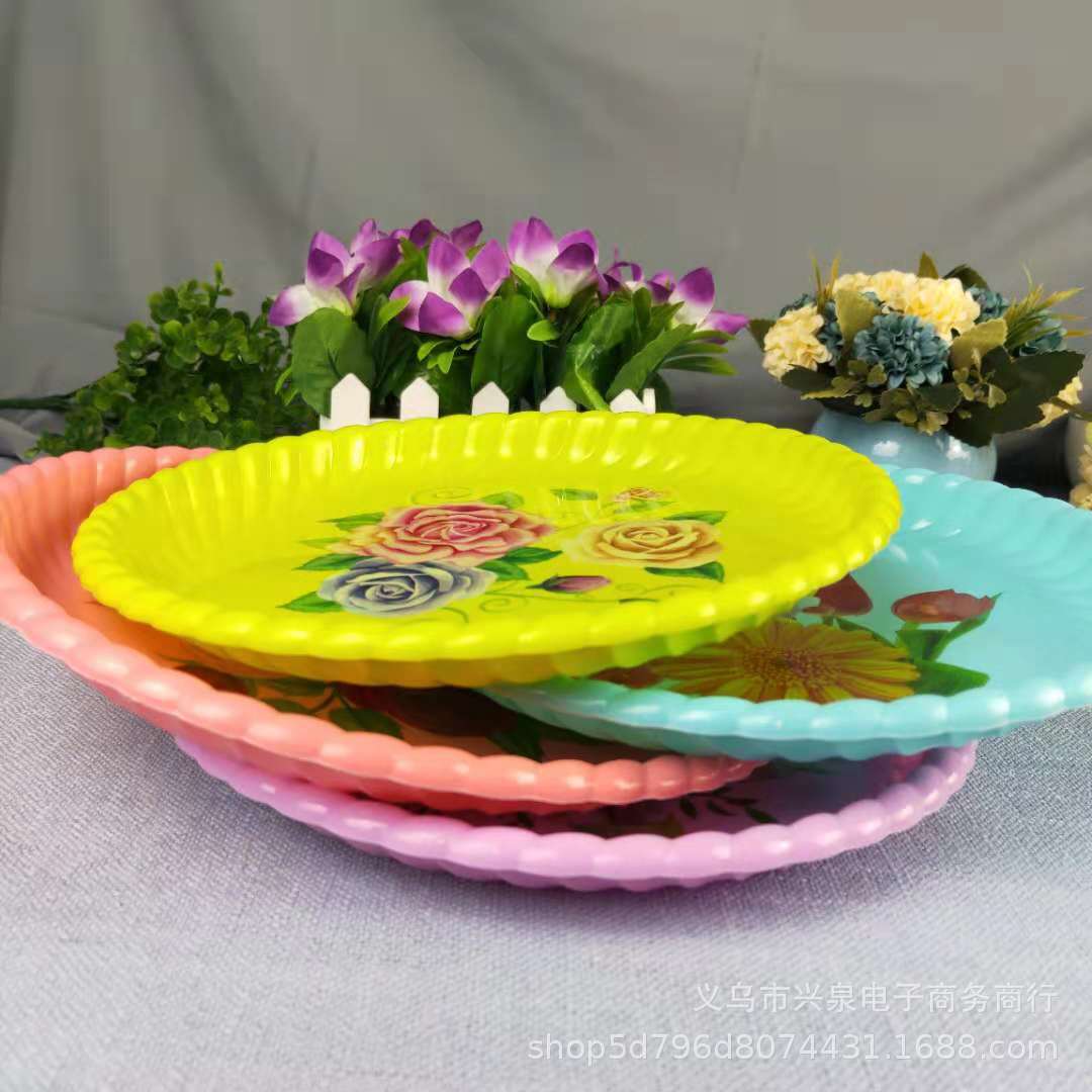 Color roll edge fruit tray one yuan best-selling plate new material flower pot color retail tray 1 yuan supply Item Picture