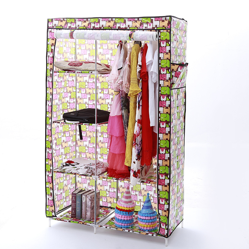 Supply the whole simple wardrobe non-woven printed wardrobe dustproof folding cabinet zipper storage cabinet wholesale Specification drawing