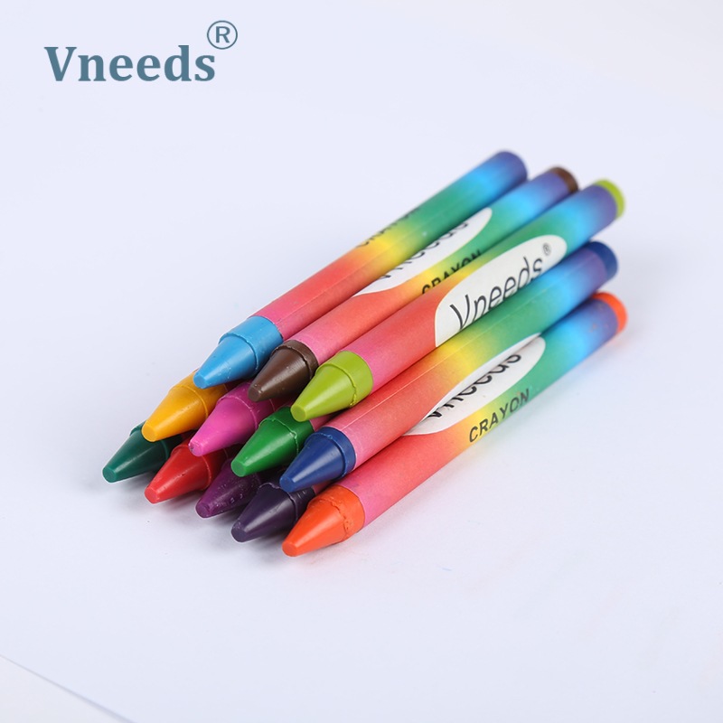 Vneeds6色蜡笔儿童学生绘画涂鸦套装美术彩色画笔可推款上色均匀