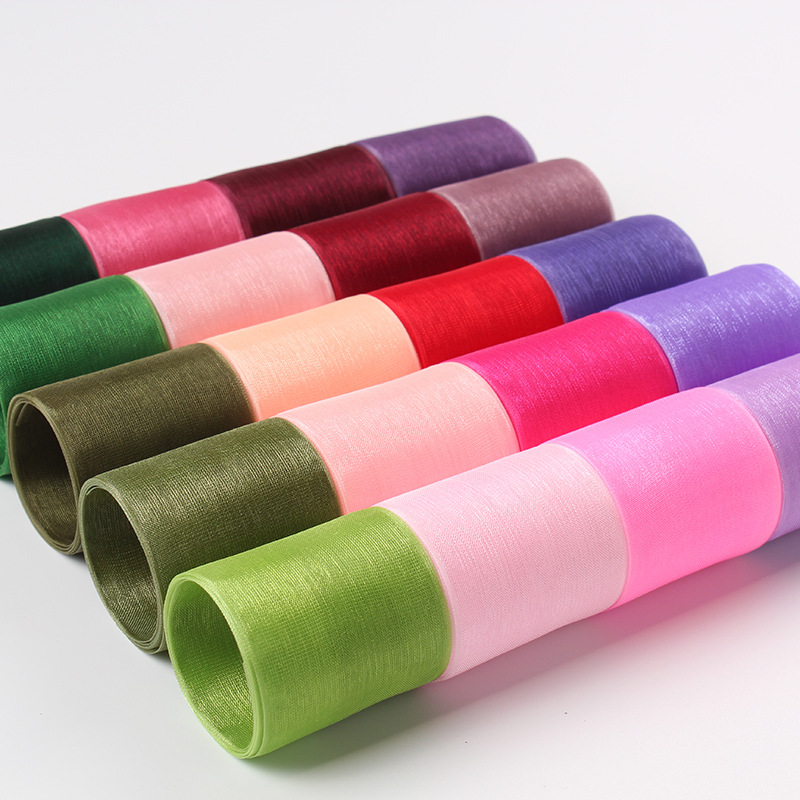 Dingxin Korean Ribbon, Korean version nylon snow yarn ribbon, DIY hair accessory, bow ribbon, colorful gift packaging ribbon details Picture