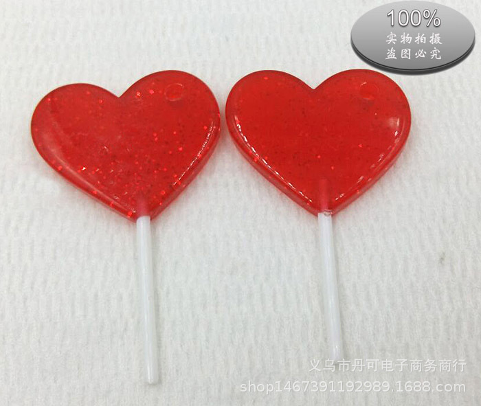 Shaped Heart Crooked Mouth Heart Heart Candy Lollipop Pendant Resin Heart Resin Lollipop Specification drawing