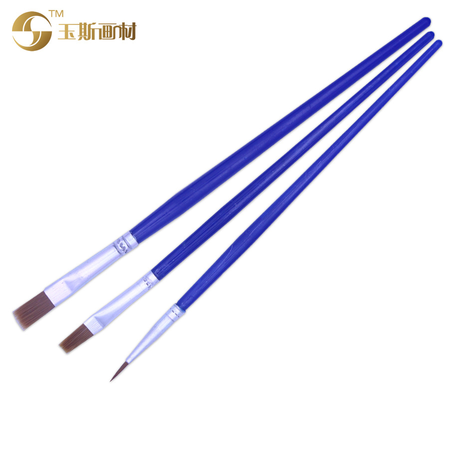 Plastic Pole Nylon Wool Pointing Pen Flat Head Digital Oil Paintbrush Enamelled Plaster Ceramic Painted Children's Paintbrush Item Picture