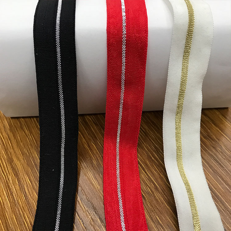 Silver Silk Elastic Belt Manufacturers Direct Woven Belt Clothing Accessories Gold Silk Silver Bag Sideband Quality Assurance Specification drawing