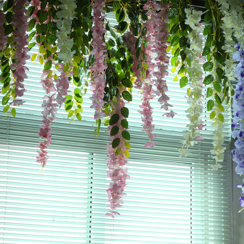 Artificial Wisteria Flower False Flower Silk Flower Violet Plant Suspended Ceiling Flower Vine Wedding Decoration Rattan Flower String Vine details Picture