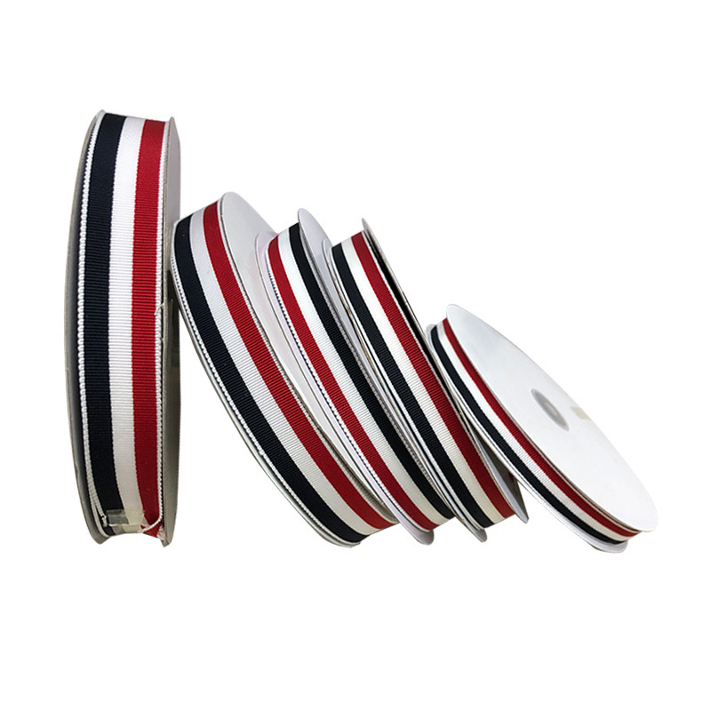 Tri-Color Printing Fashion Striped Ribbon Red White Blue Intercolor Garment Lace Ribbon Plain Garment Lace Polyester Ribbon Item Picture
