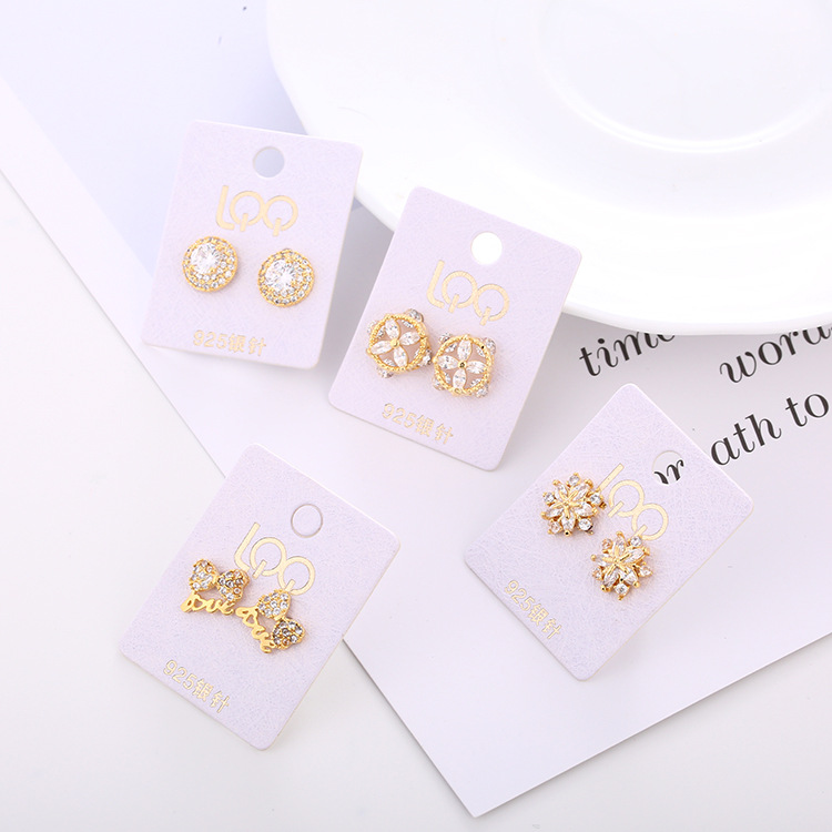 Korean Version Of Fashion S925 Sterling Silver Stud Earrings Mini Bow Tie Zircon Earrings For Women Simple Short Earrings With Earrings