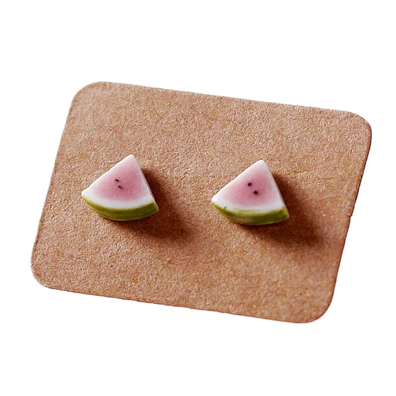 Wholesale ceramic stud earrings, strawberry, cherry and watermelon earrings, cute and sweet fruit stud earrings, new style accessories from Jingdezhen Item Picture