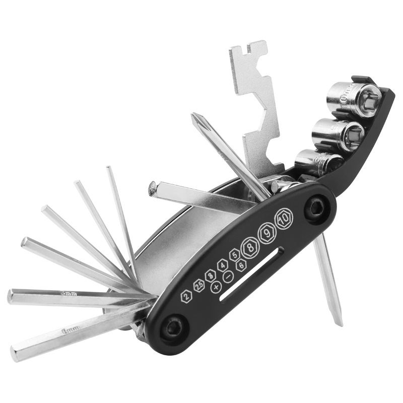 自行车修理工具维修组合补胎工具多功能折叠修车工具扳手套装详情图2