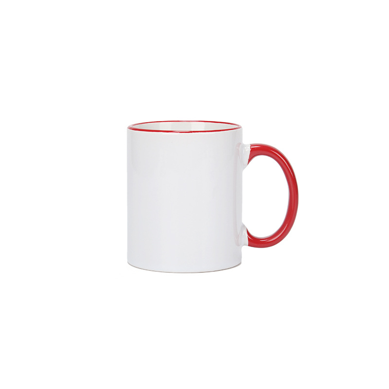 厂家直销圆把/边彩杯/涂层杯/酷印马克杯白底实物图