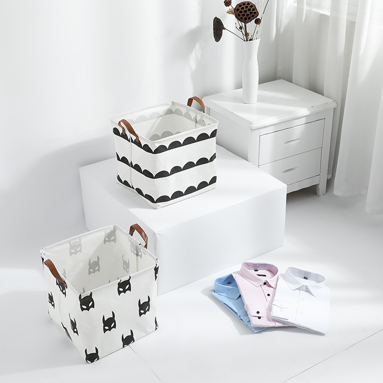 Ins Series Waterproof Dirty Clothes Basket Cotton Linen Folding Storage Basket Nordic Wind Basket Cloth Clothes Organizer details Picture