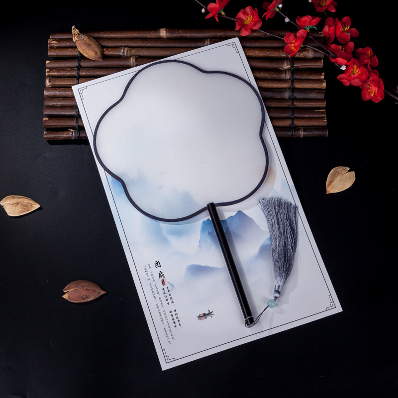 黑檀真丝扇/DIY刺绣扇/古典宫扇产品图