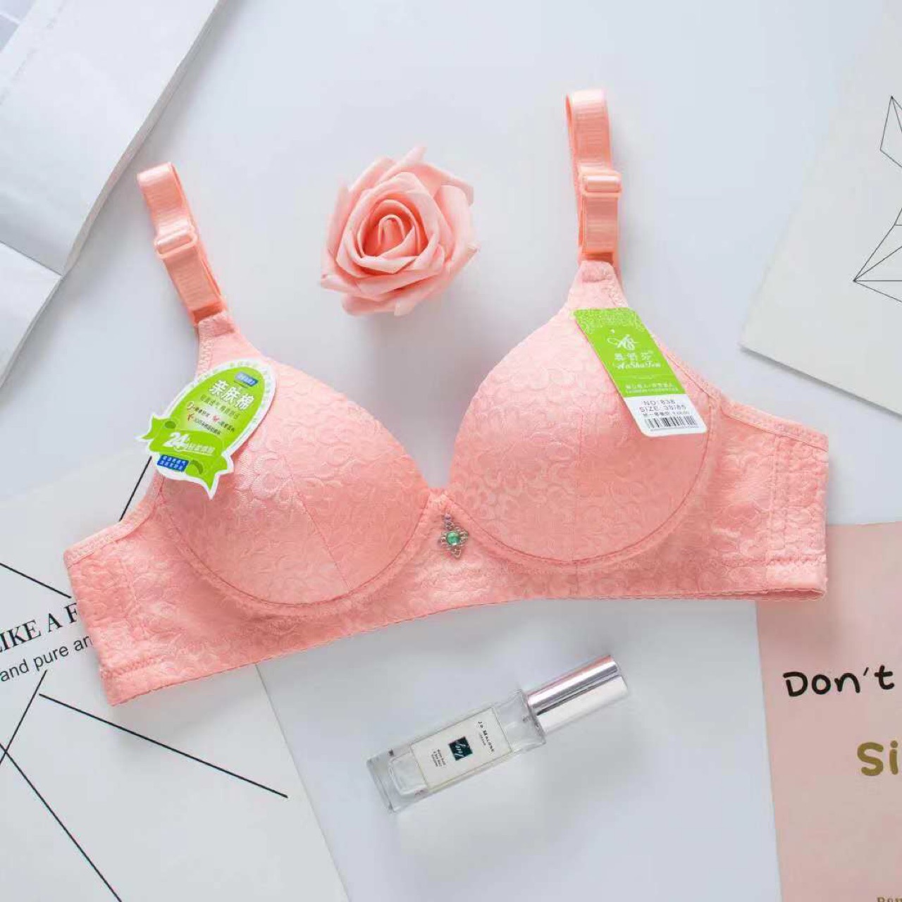 Olshufen 838# Breathable Soft t Delicate Jacquard skin-friendly cotton bra Item Picture