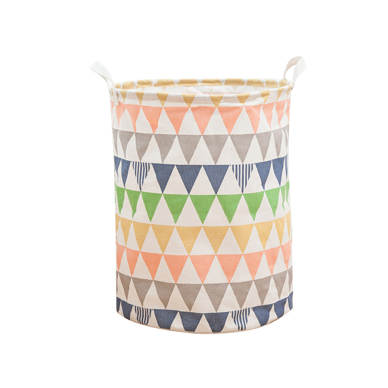 Laundry Basket Folding Cotton Linen Large Round Bucket Waterproof Household Items Storage Basket Multi-Functional Fabric Storage Laundry Basket Item Picture