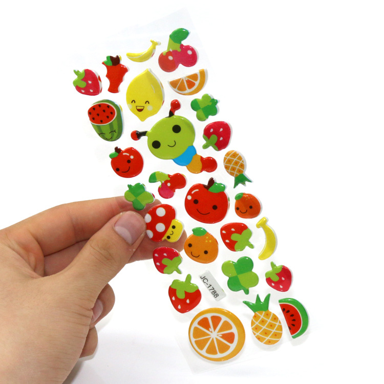 Children's stickers, cartoon fruits, cartoon animations, 3D bubble stickers, kindergarten reward stickers, factory direct sales Application Scenario