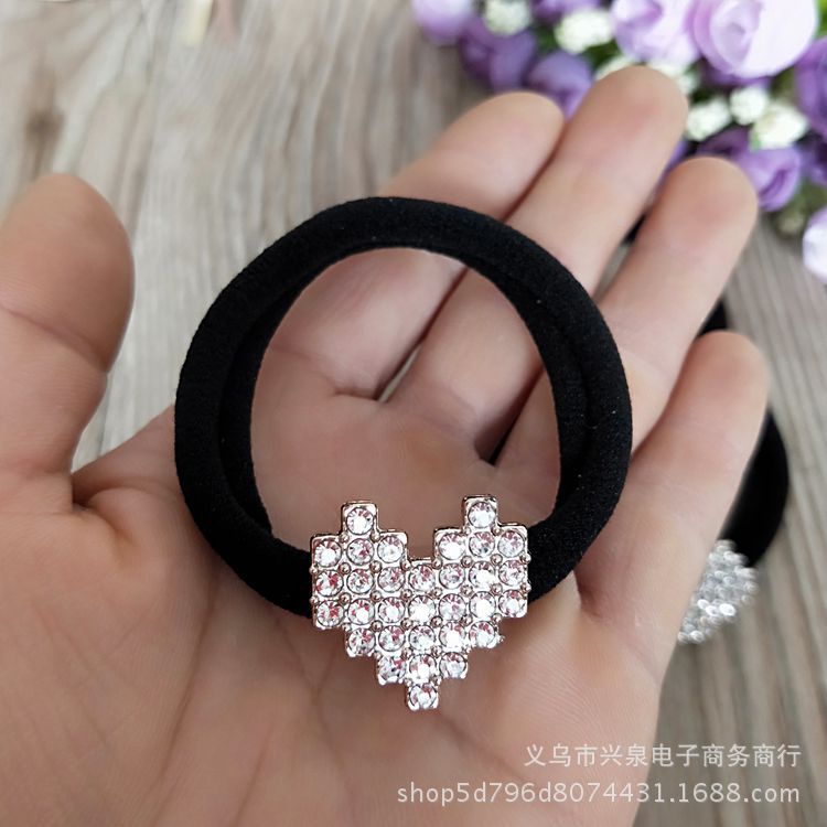 Yiwu jewelry wholesale: White diamond rubber bands with diamond towel rings, seamless hair bands, high-elasticity rubber bands, one-yuan jewelry