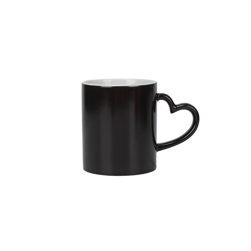 Wholesale heart-shaped handle color-changing cups, heat transfer blank advertising promotion, creative gift cups, consumables factory direct sales Item Picture