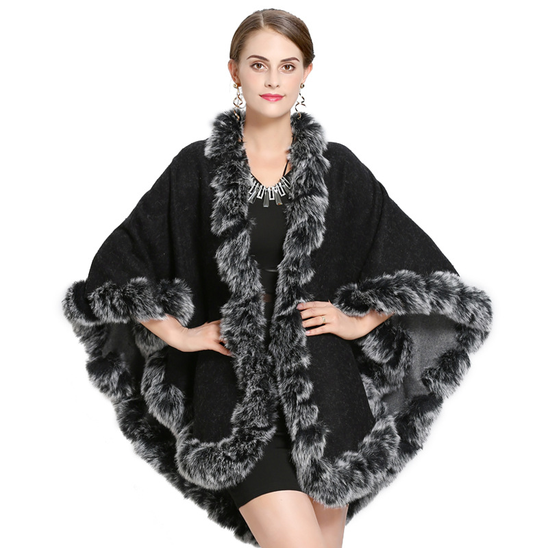 1340# European and American autumn and winter new style double-sided wearable large-sized handcrafted woolen shawl cape coat factory direct sales Item Picture